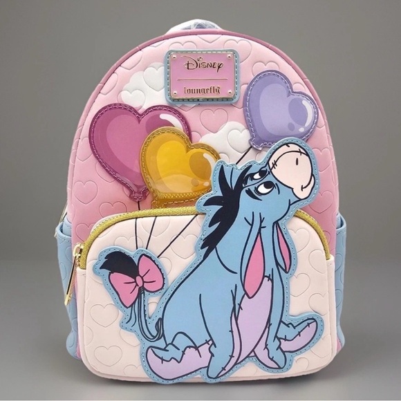 Loungefly Handbags - NEW Loungefly Disney Winnie the Pooh EEYORE Hearts Balloons Pink Backpack Bag